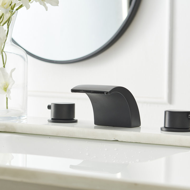 2-handle Bathroom Faucet with Drain Assembly, Matte Black