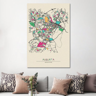 Augusta, Georgia Map by Ayse Deniz Akerman - Wrapped Canvas Gallery-Wrapped Canvas Giclée
