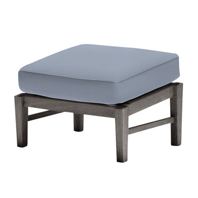 Croquet Outdoor Teak Ottoman with Cushion