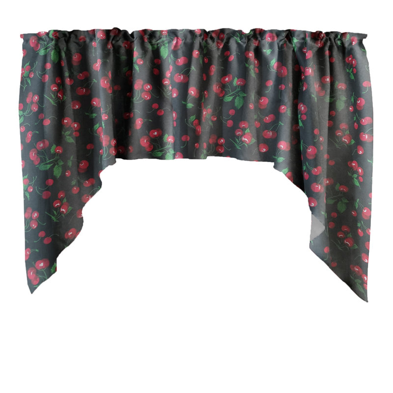 Cantonnière florale en mélange de coton l 58 po, Noir