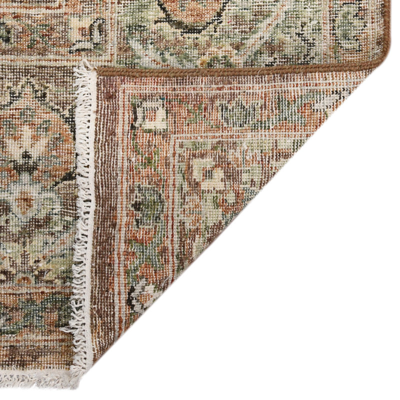 Oriental Handmade Hand-Knotted Area Rug in Brown, Rectangle 2' x 3'