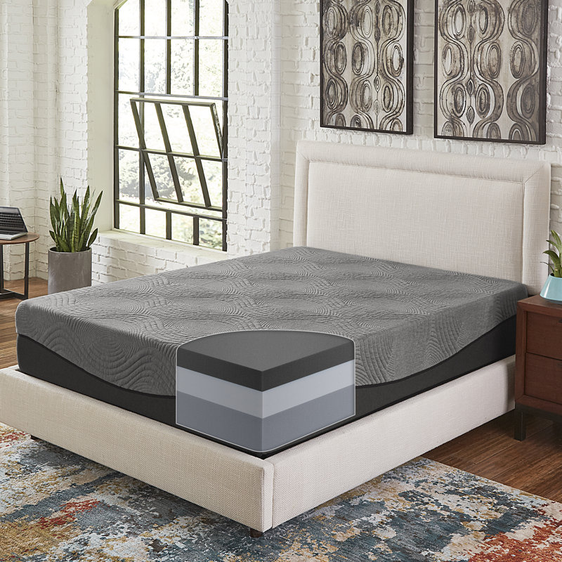 Slumber Solutions Medium Charcoal Infused Memory Foam Mattress, 12", Queen