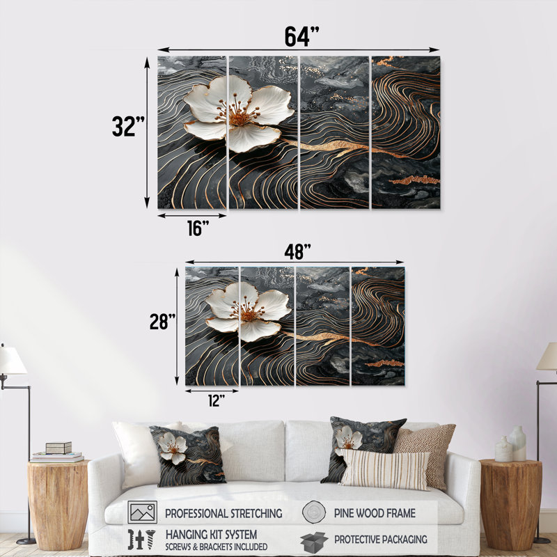 Myann - fleur de pommier - art mural traditionnel, H 28 po x l 48 po, 4