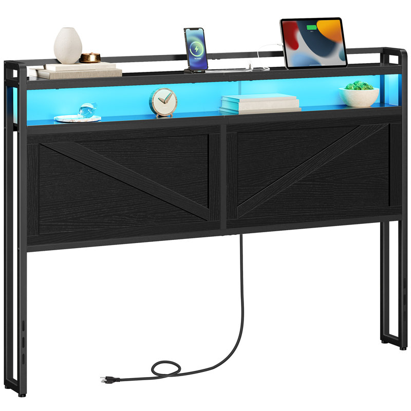 Tête de lit Azena 44,1 "avec station de charge et bande lumineuse à DEL Azena, Grand