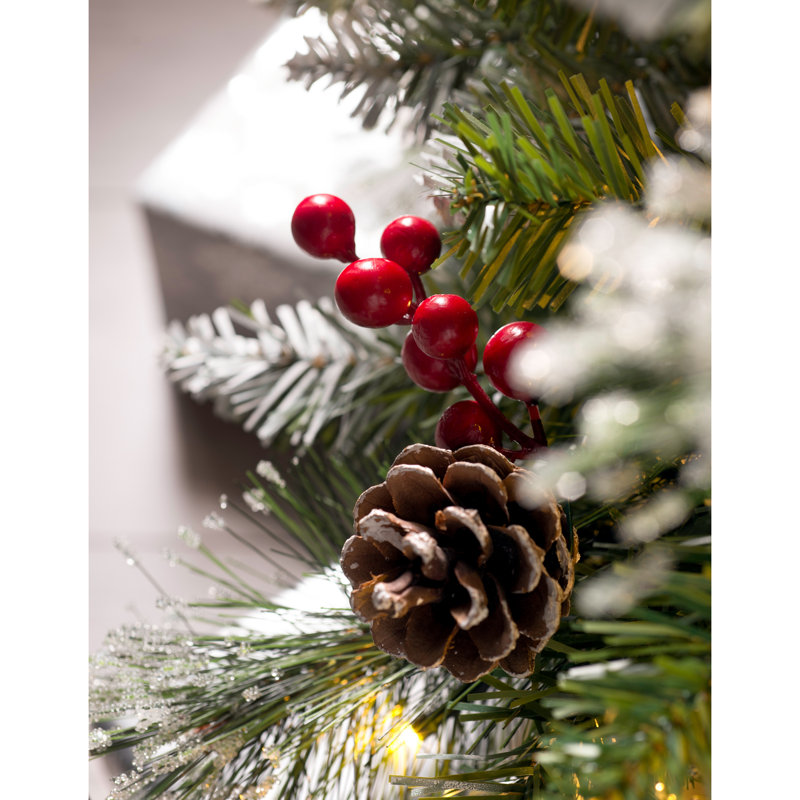 Victorian Snow Flocked Artificial Christmas Tree with Clear and White Lights, 7ft.