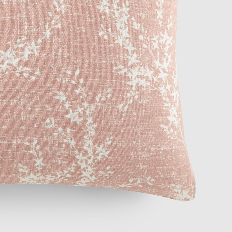 Elegant Patterns Cotton Decor Throw Pillow in Willow, Pink