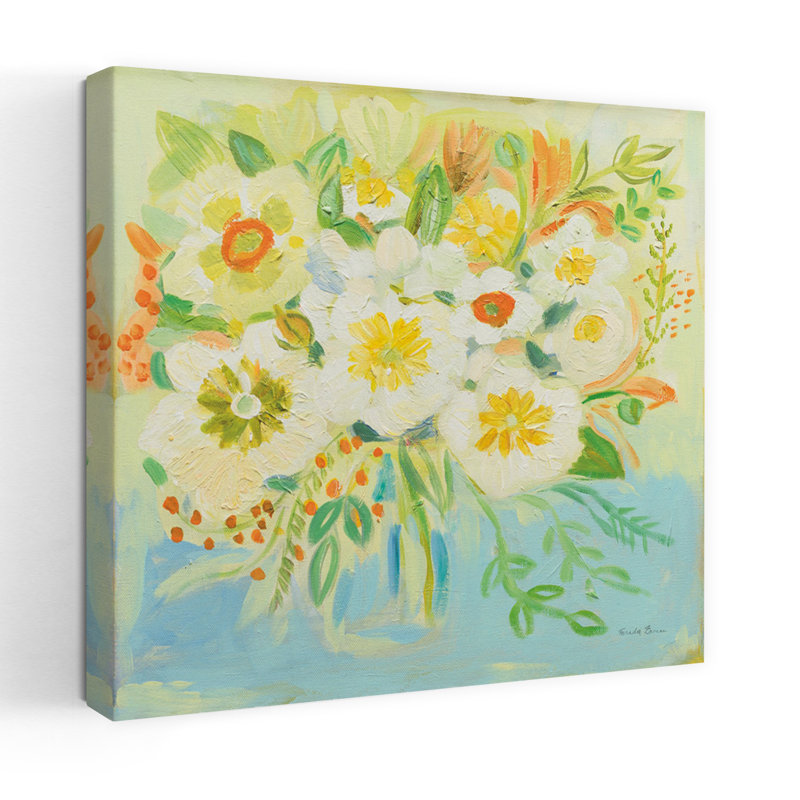 Camillia contemporain avec art bouquet bleu, H 32 po x l 32 po