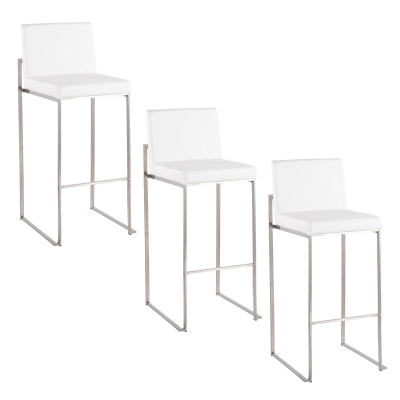Tabouret de bar et de comptoir Rego, Blanc / acier inoxydable, Tabouret de bar (siège d'une hauteur de 30 po)