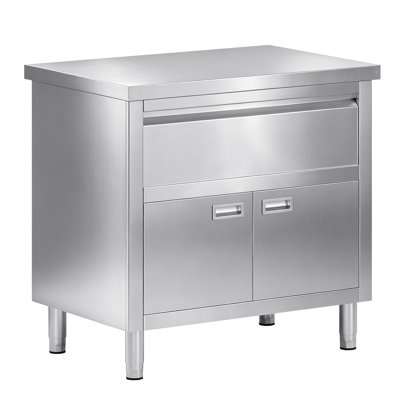 Table de travail en acier inoxydable 36 x 24 x 34 po avec armoire et tiroir