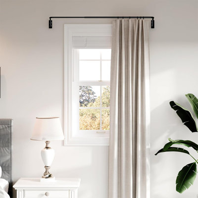 30-129 Inch Adjustable Heavy Duty Wrap Around Curtain Rod For Bedroom, Living Room– Matte Black Finish
