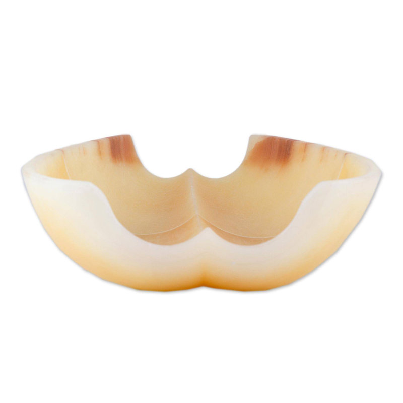 Assiette décorative ovale en céramique beige
