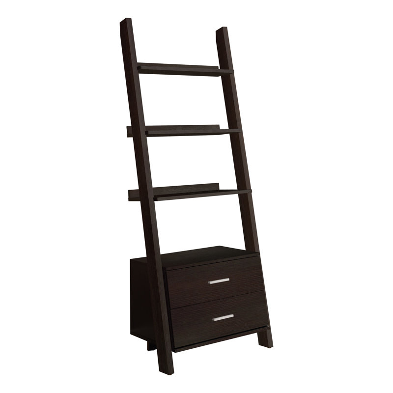 Bookshelf, Bookcase, Etagere, Ladder, 4 Tier, 69"H, Office, Bedroom, Laminate, Contemporary, Brown