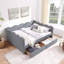 Lit de jour grand avec deux tiroirs de rangement, avec port USB et adorable forme de vague-355235049-355235051