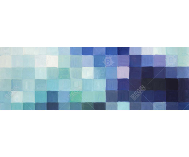 «Pixelized Landscape - Turquoise», reproduction sur toile encadrée