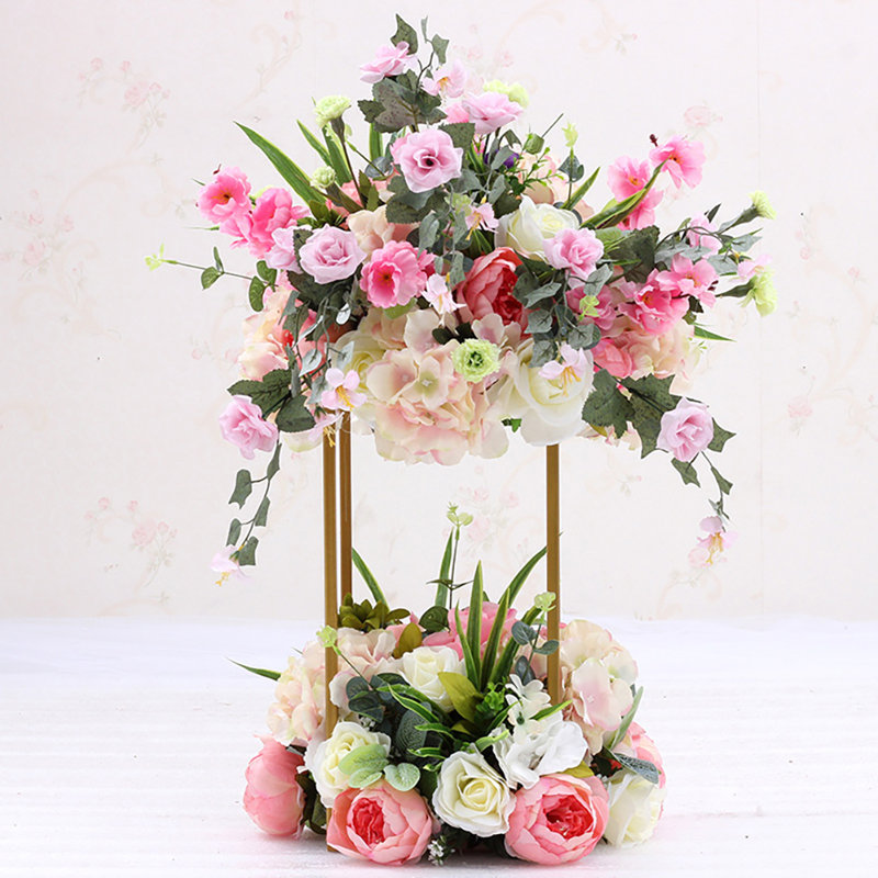 Ciupan Iron Flower Girl Basket, Gold, 40cm H x 21cm W x 21 cm D