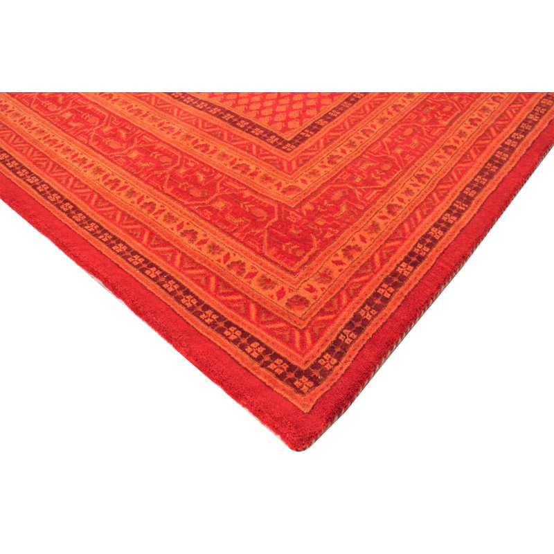 Hand-Knotted High-Quality Red and Red Area Rug