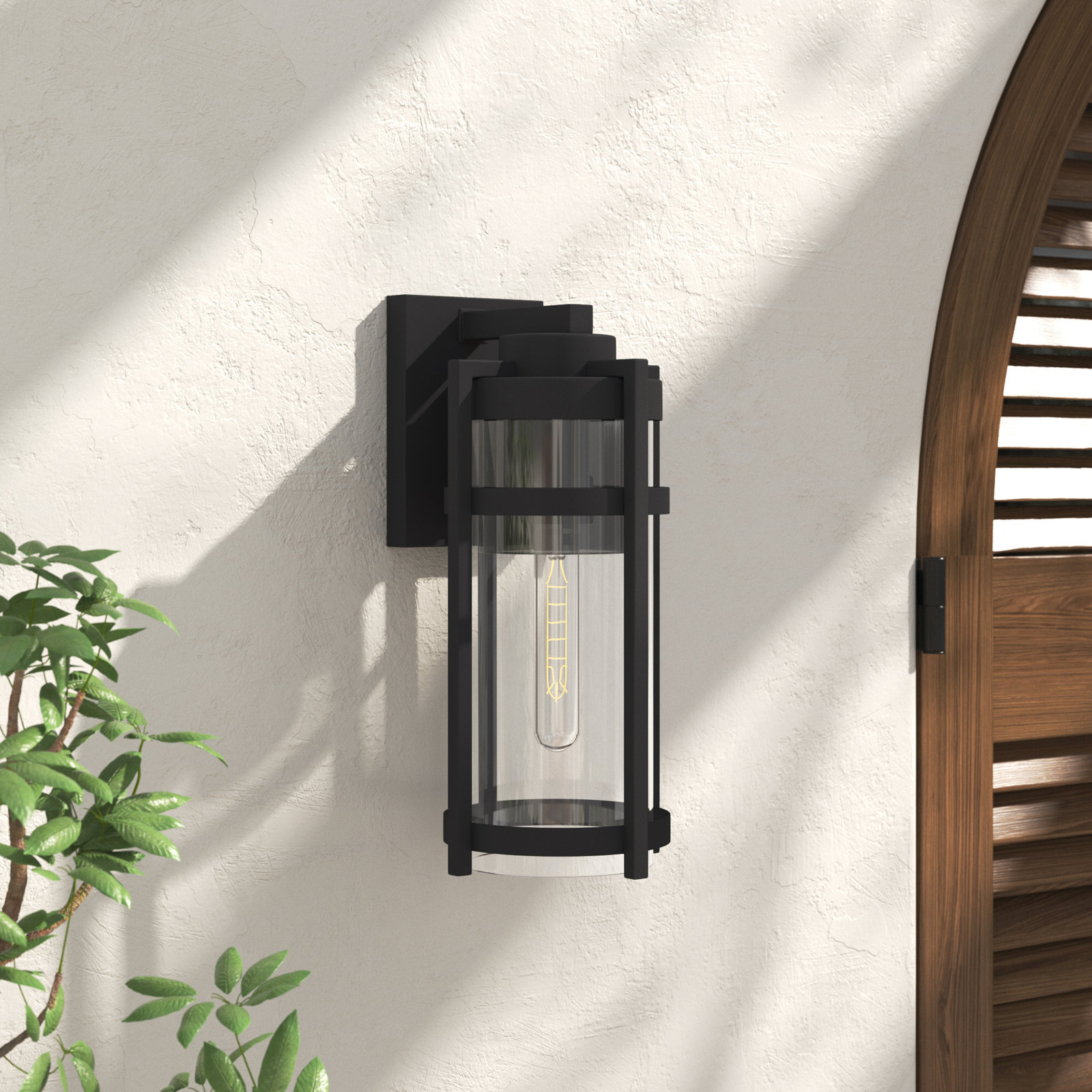 Briggs Single Light Cylinder Outdoor Wall Light, 14.5" H x 7.38" W x 7.38" D