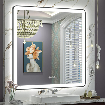 Aevar Super Bright Independent Controlled Front & Back LED Lighted Anti-Fog Aluminum Alloy Framed Tempered Glass Bathroom/Vanity Mirror with ETL & 3-Year Warranty