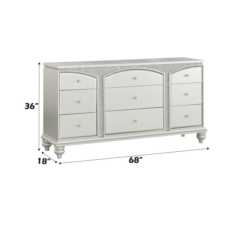 Commode Walpole avec 9 tiroirs et boutons en cristal