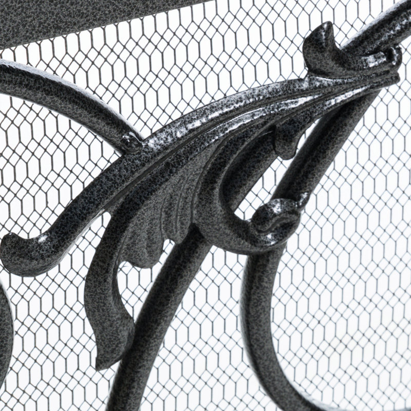 Couvercle de foyer orné en fer, noir, 44,45 po de profondeur x 9,57 po de largeur, 35,6 po de hauteur, protège de l'écran de cendres, design, finition noire, 10 po de profondeur, 44 po de largeur, 35,5 po de hauteur, ajoute une allure raffinée à