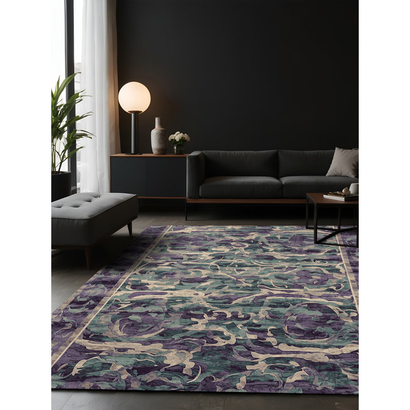 Tapis mauve soyeux et moelleux, Carré 8 pi