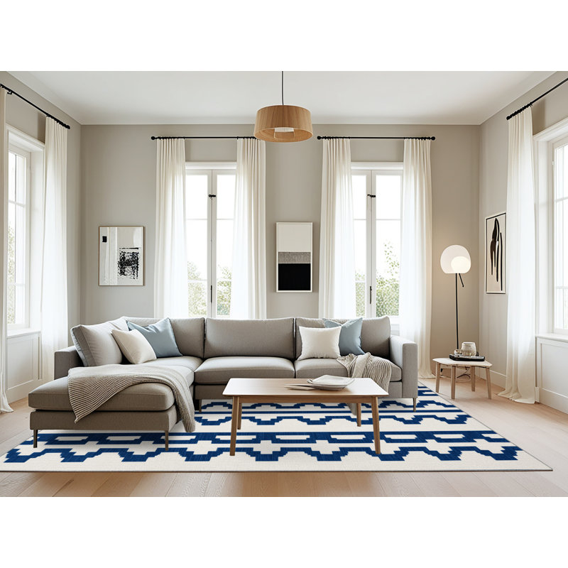 Machine Washable Trellis Gray Area Rug, Rectangle 6' x 9'
