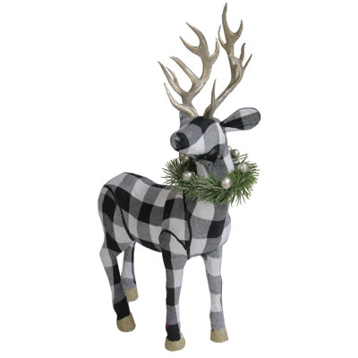 Christmas Reindeer and Buffalo Plaid Figurine