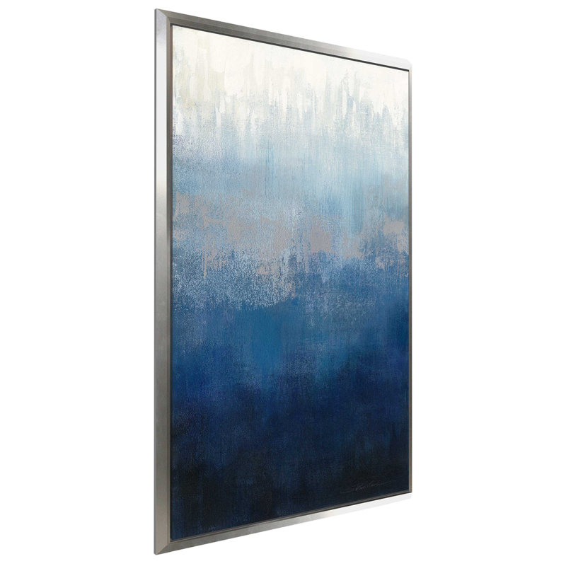 «Silver Wave II» par Silvia Vassileva, reproduction sur toile, H 63,5 po x l 39,5 po, Reproduction avec cadre flottant