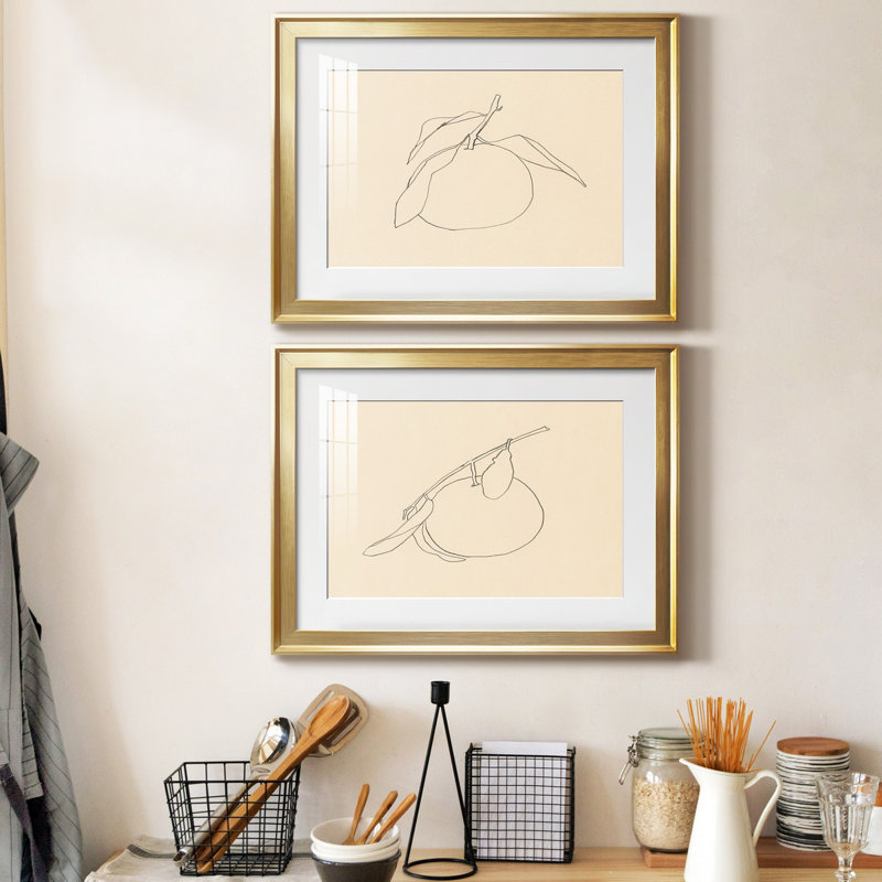Citrus Contour I - ensemble de 2 reproductions de cadres photo, H 24,5 po x l 37 po x P 1 po, Cadre doré