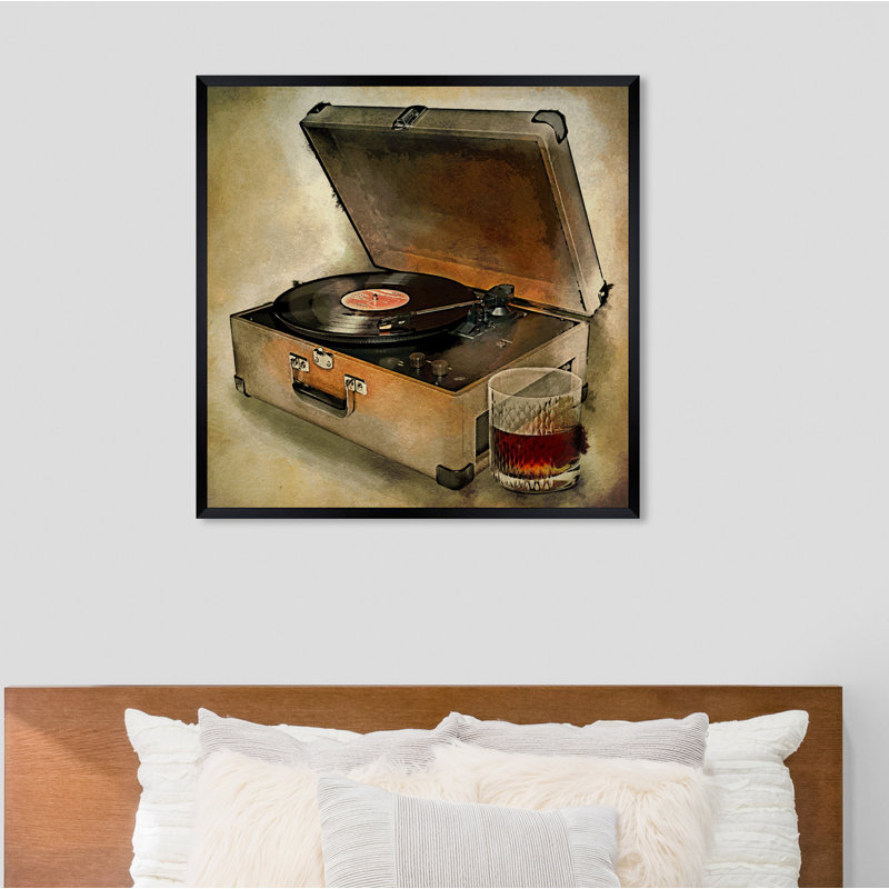 «Drink to the Tunes» - reproduction d'art, H 20 po x l 20 po x P 0,5 po, Encadré