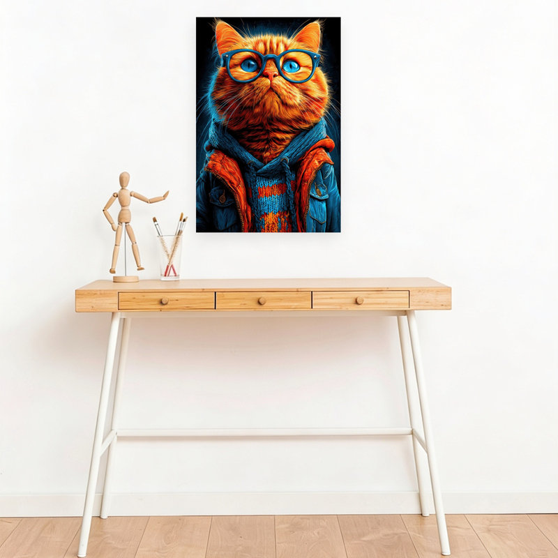 Chat orange élégant, H 18 po x l 12 po
