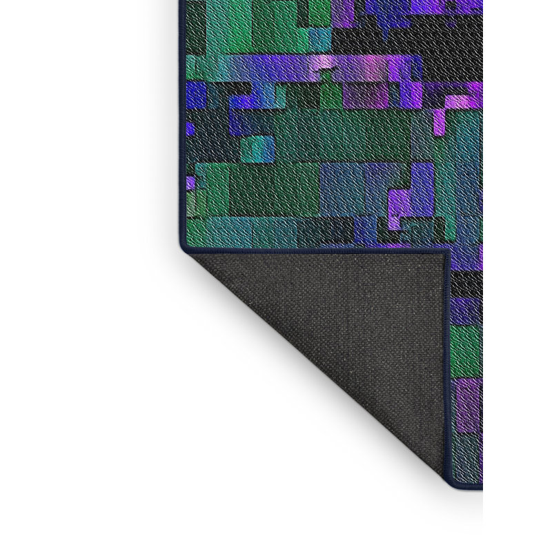 Motif géométrique mauve/vert Tapis décoratif, Rectangle 3 pi x 5 pi