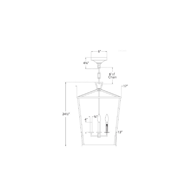 Chapman & Myers Darlana Lantern, Polished Nickel, 24.5" H x 17" W x 17" D