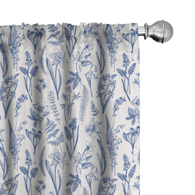 Floral Semi-Sheer Rod Pocket Curtain Panels, 28" x 84"