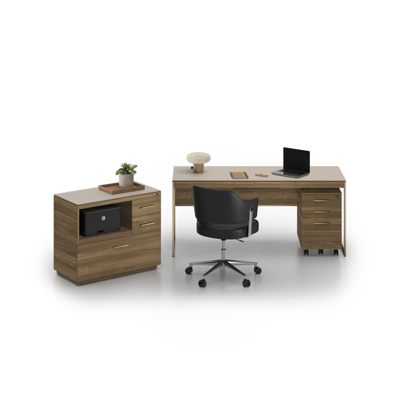 Sequel Studio Multifunction Credenza - 6617, Neo Walnut/Bronze