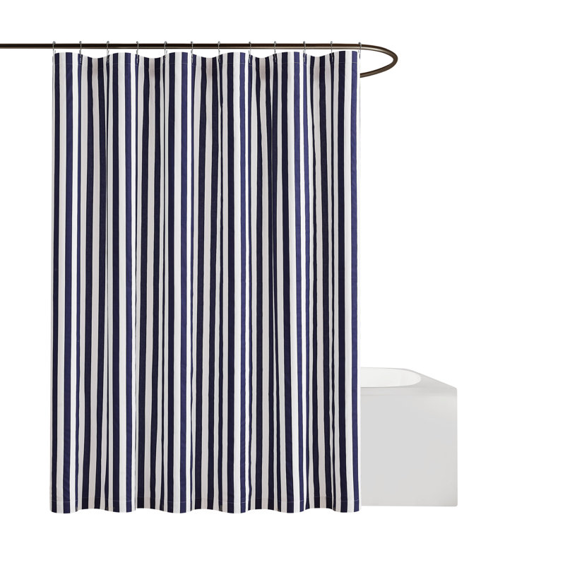  Rideau de douche Levi, Blanc / Bleu marine
