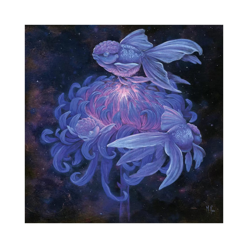 Goldfish Moon by Martin Hsu - Painting on Canvas, 45.72 cm H x 45.72 cm W x 1.91 cm D, Wrapped Canvas