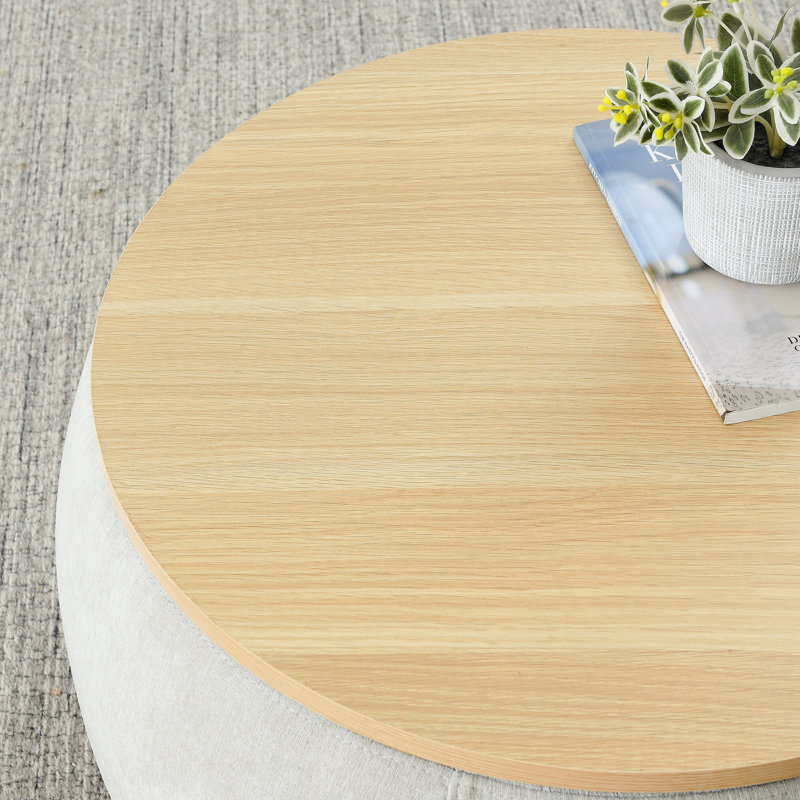 Repose-pieds de rangement rond en forme de table de bout et de repose-pieds 2 en 1, Gris