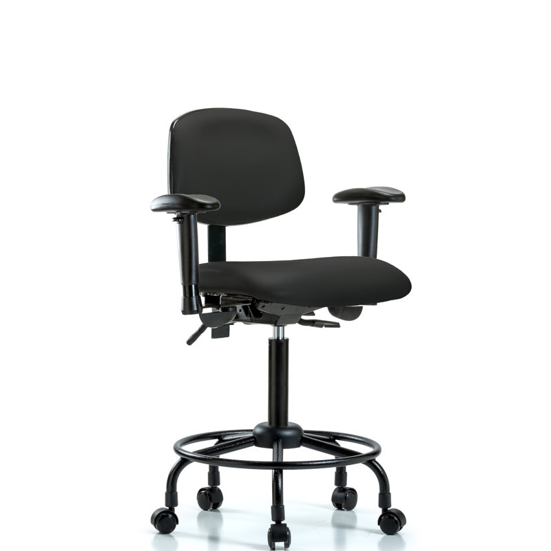 Otis Vinyl Drafting Chair, Black, Casters, Not Included