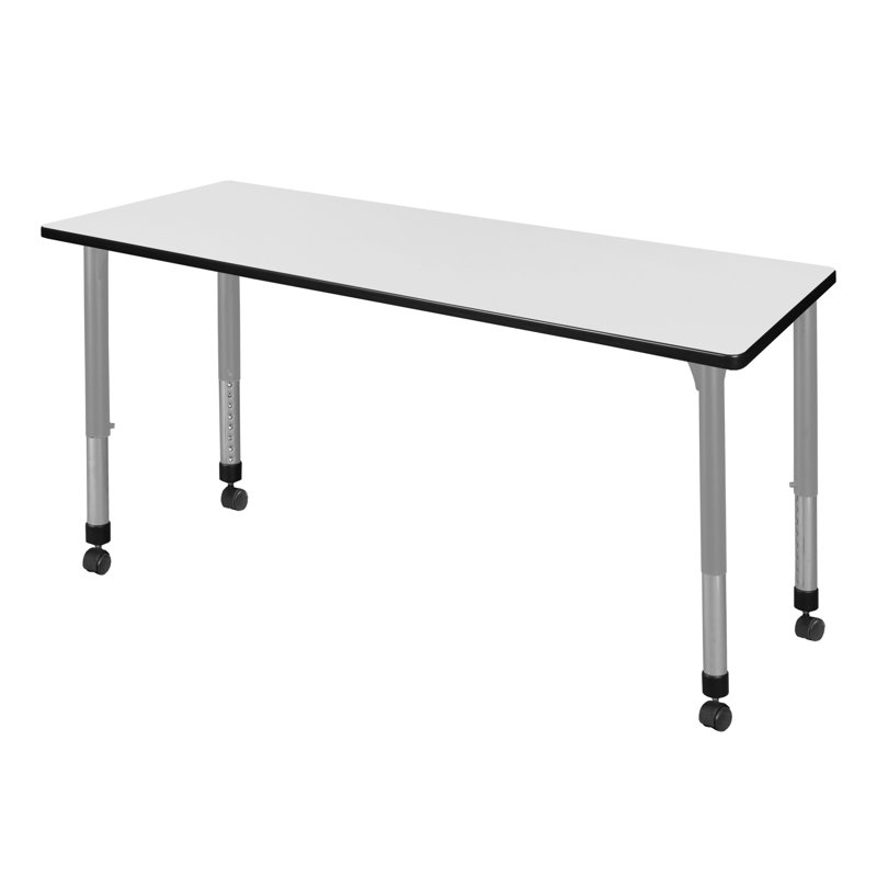 Kee Height Adjustable Training Table, White, 66" W x 24" D