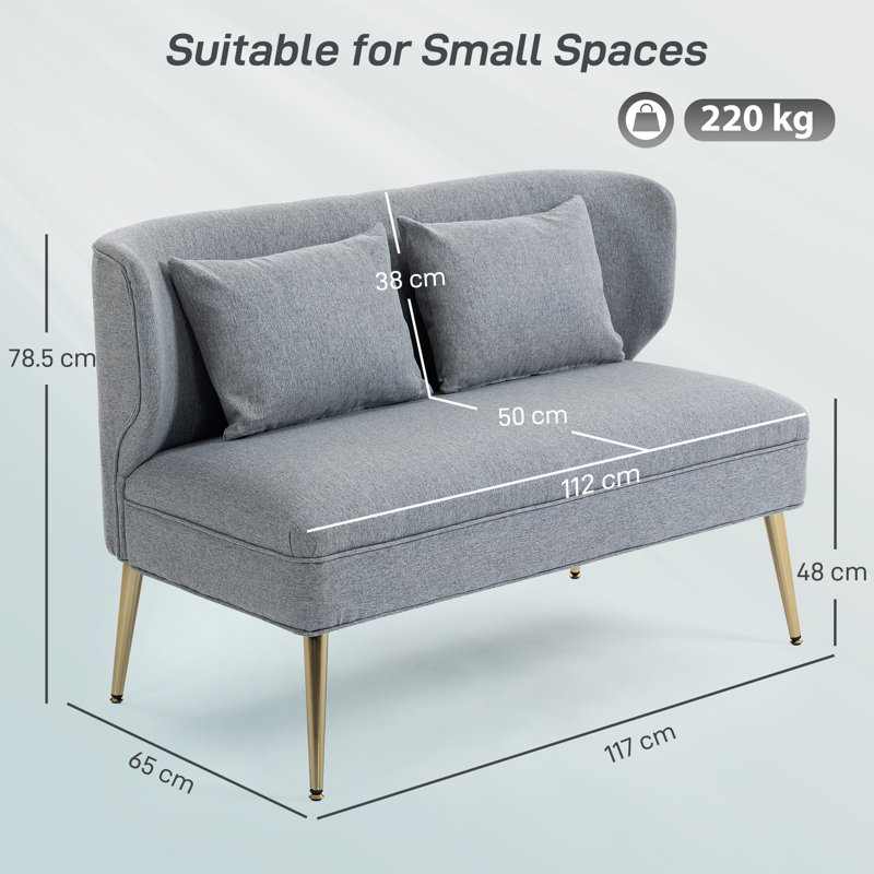2 Seater Linen Loveseat, Grey