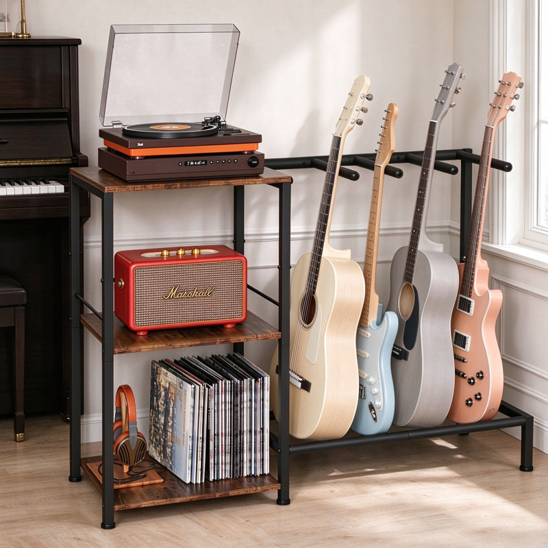 Support de guitare pour 4 tablettes réglables à 3 niveaux