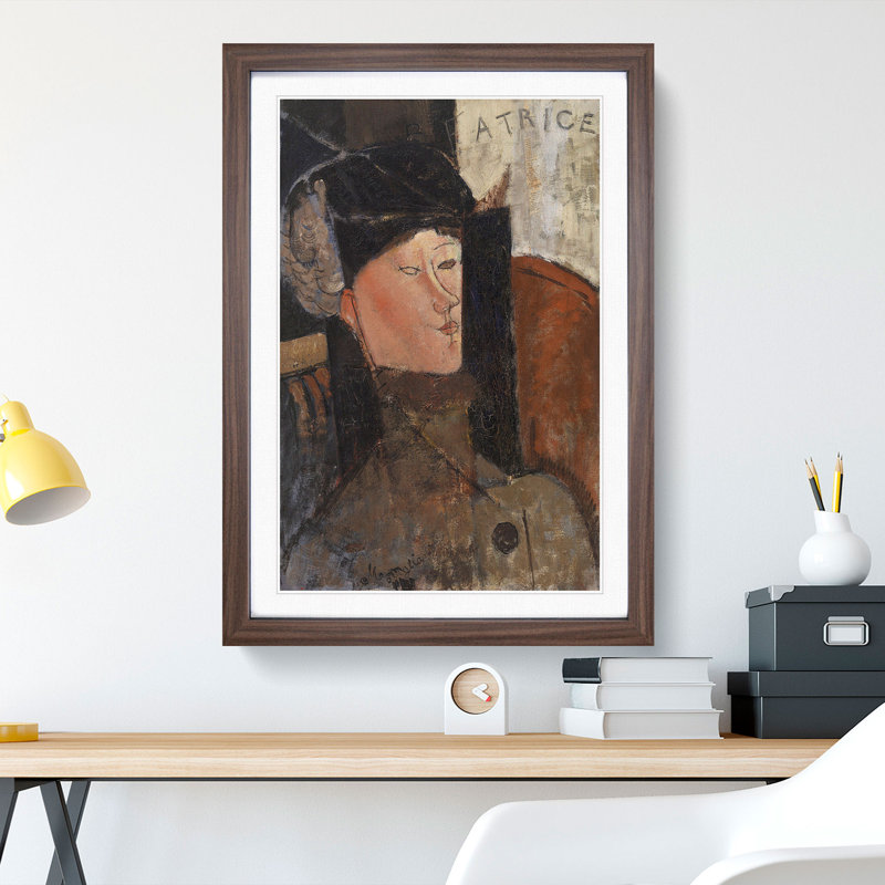 Beatrice by Amedeo Modigliani - Picture Frame Painting, 48cm H x 36cm W x 2cm D, Walnut Framed