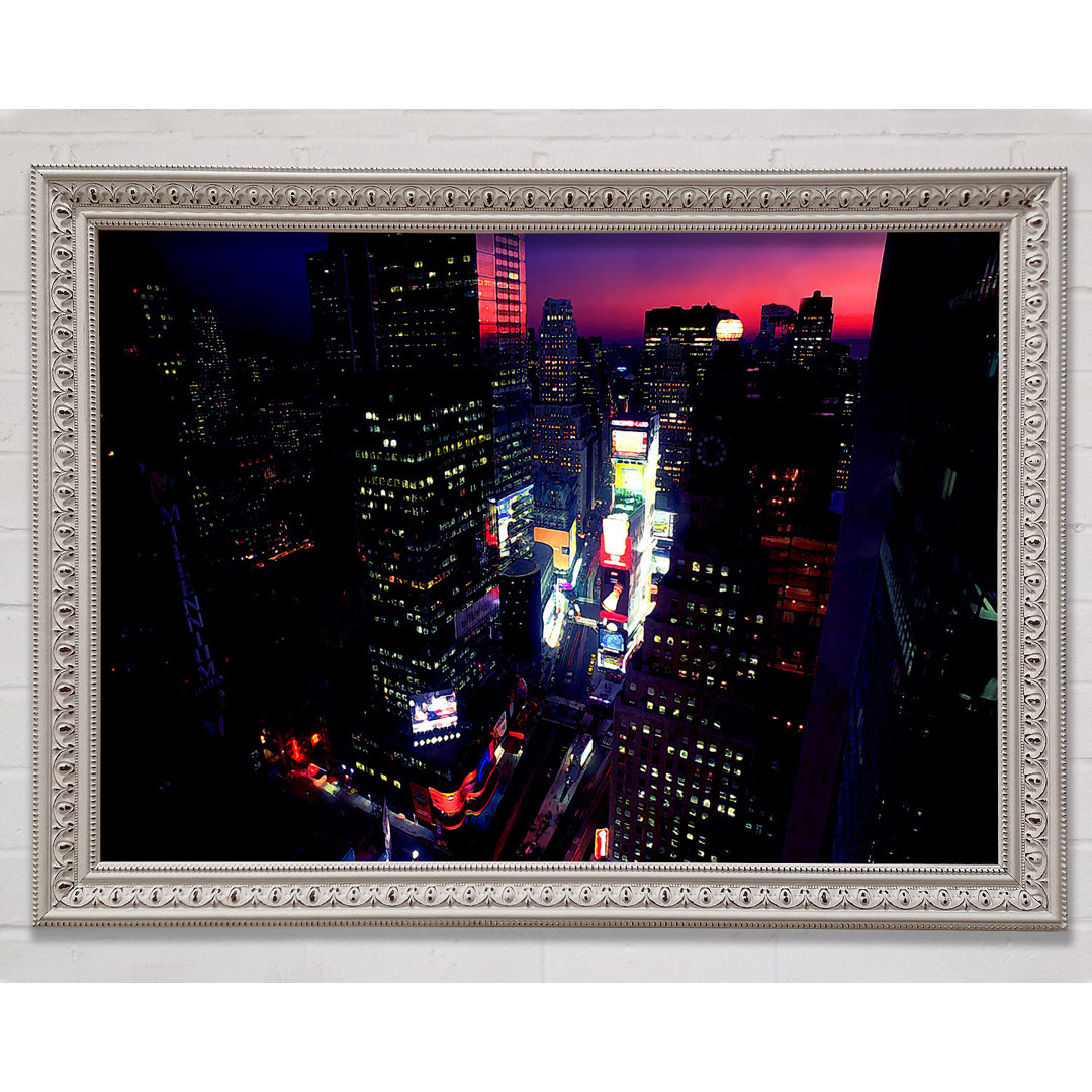 Gerahmtes Poster New York Stadt Rosa Himmel von oben