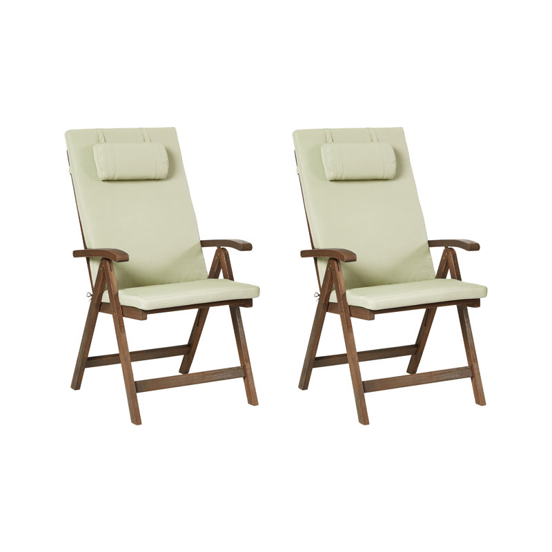 Folding Patio Dining Armchair with Cushion, Green
