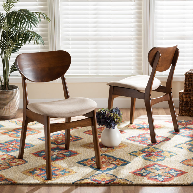 Glormarie Solid Wood Dining Chair, Beige