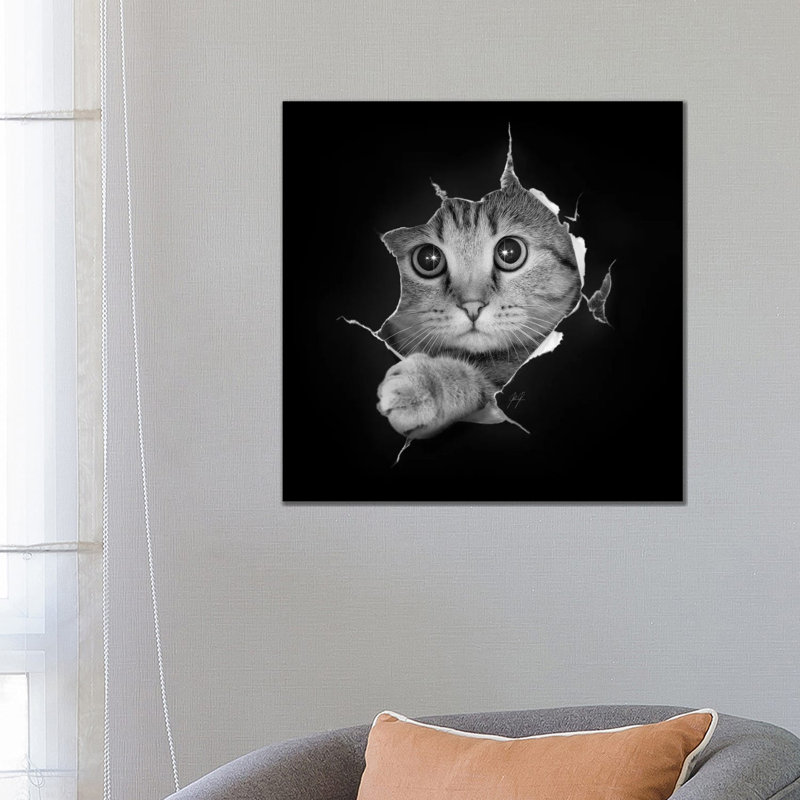 « Just checking » par Kathrin Federer-impression d’art graphique, Pas de tapis, H 26 po x l 26 po x 1,5 po, Toile tendue