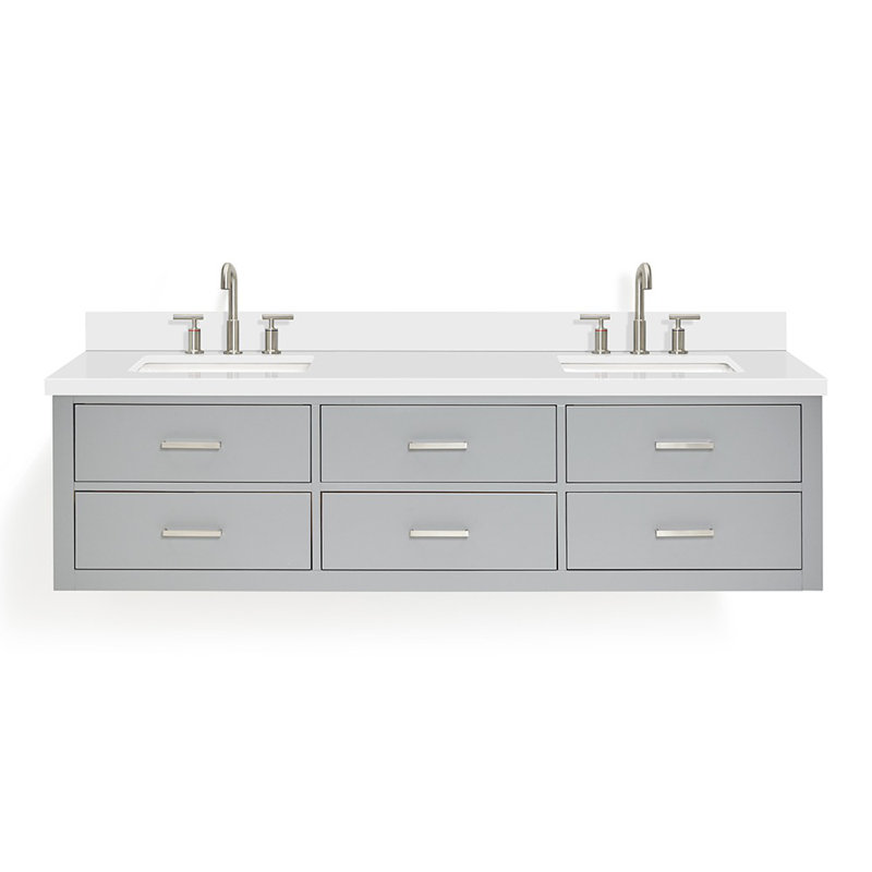 73'' W Double Vanity, Gray, Brushed Nickel, 61"