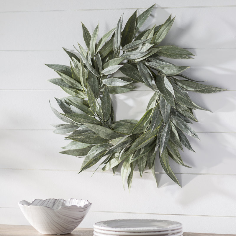 Elegant 24" Frosted Green and White Willow Door Wreath