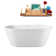 59" Streamline Soaking Glossy White Freestanding Tub and Tray With Internal Drain